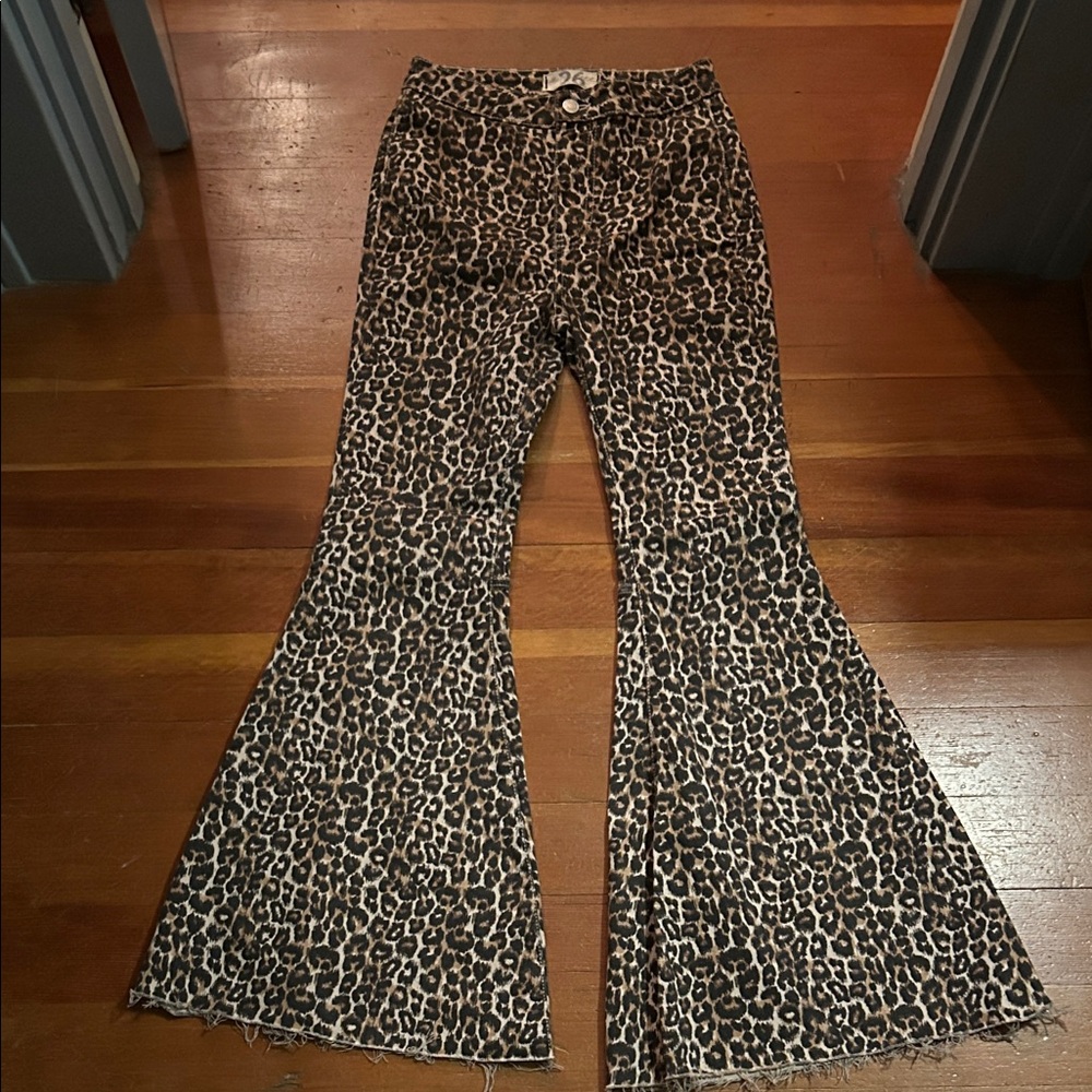 Free people high waisted leopard print flared pants